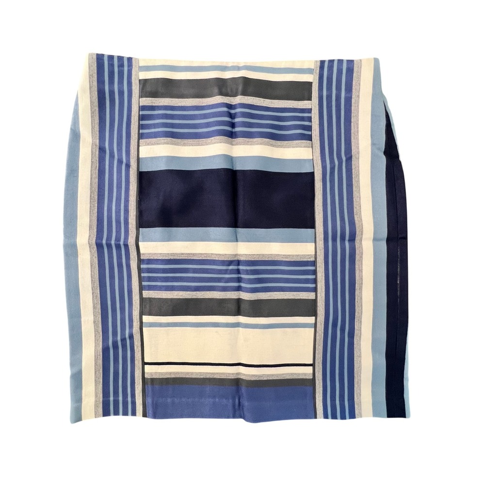 J.McLaughlin Blue Striped Pencil Skirt Size 10 Preppy Luxury Chic Nautical Boat